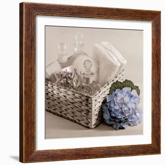 Hydrangea and Basket 2-Julie Greenwood-Framed Art Print