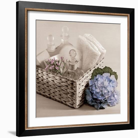 Hydrangea and Basket 2-Julie Greenwood-Framed Art Print