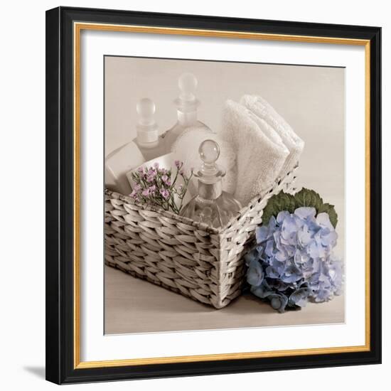 Hydrangea and Basket 2-Julie Greenwood-Framed Art Print