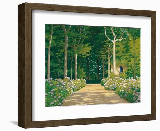 Hydrangeas on a Garden Path, 1929-Santiago Rusinol i Prats-Framed Giclee Print