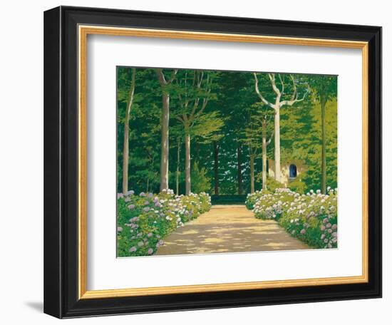 Hydrangeas on a Garden Path, 1929-Santiago Rusinol i Prats-Framed Giclee Print