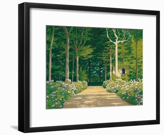 Hydrangeas on a Garden Path, 1929-Santiago Rusinol i Prats-Framed Giclee Print