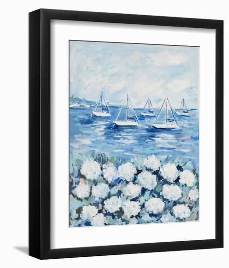 Hydrangeas on the Shore-Michelle Brunner-Framed Art Print