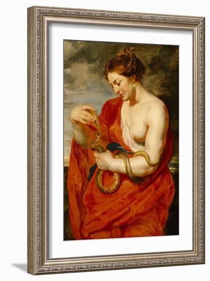 Hygeia, Goddess of Health, C.1615 (Oil on Oak Panel)-Peter Paul Rubens-Framed Giclee Print