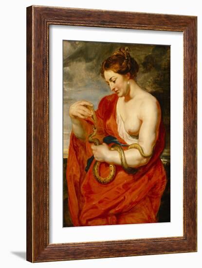 Hygeia, Goddess of Health, C.1615 (Oil on Oak Panel)-Peter Paul Rubens-Framed Giclee Print