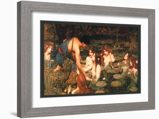 Hylas and the Nymphs-John William Waterhouse-Framed Art Print