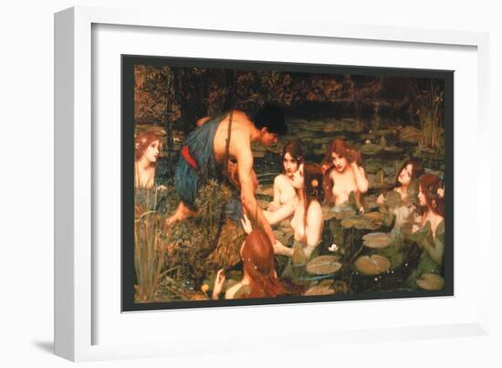 Hylas and the Nymphs-John William Waterhouse-Framed Art Print