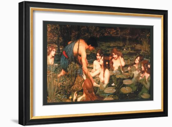 Hylas and the Nymphs-John William Waterhouse-Framed Art Print