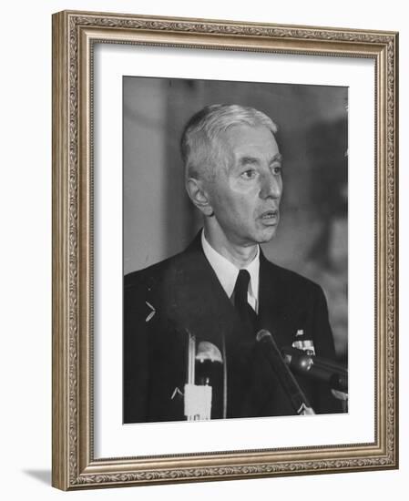 Hyman Rickover Speaking at a Press Conference-Peter Stackpole-Framed Photographic Print