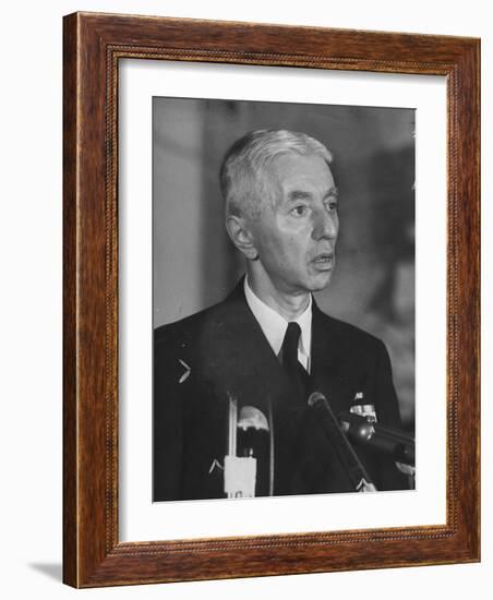 Hyman Rickover Speaking at a Press Conference-Peter Stackpole-Framed Photographic Print