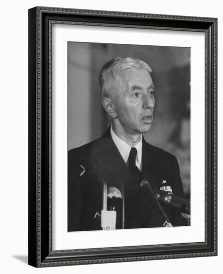 Hyman Rickover Speaking at a Press Conference-Peter Stackpole-Framed Photographic Print