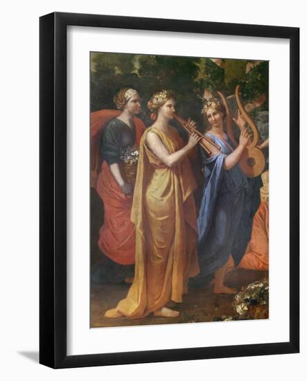 Hymenaios Disguised as a Woman During an Offering to Priapus, Detail of the Musicians, C.1634-38-Nicolas Poussin-Framed Giclee Print