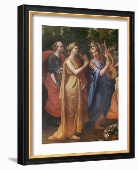 Hymenaios Disguised as a Woman During an Offering to Priapus, Detail of the Musicians, C.1634-38-Nicolas Poussin-Framed Giclee Print