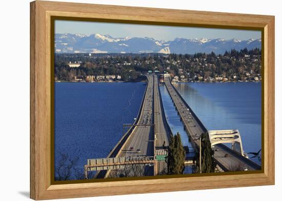 I-90 Bridge, Seattle, Mercer Island, Bellevue, Washington State-William Perry-Framed Premier Image Canvas