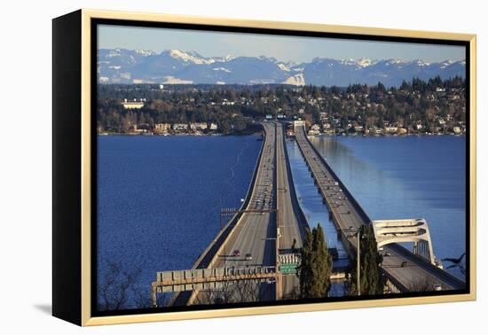 I-90 Bridge, Seattle, Mercer Island, Bellevue, Washington State-William Perry-Framed Premier Image Canvas