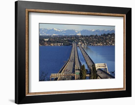 I-90 Bridge, Seattle, Mercer Island, Bellevue, Washington State-William Perry-Framed Photographic Print