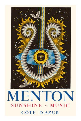 Premium Giclee Print: Menton, France - Cote d'Azur - Sunshine and Music by Jean Picart le Doux: 36x24in