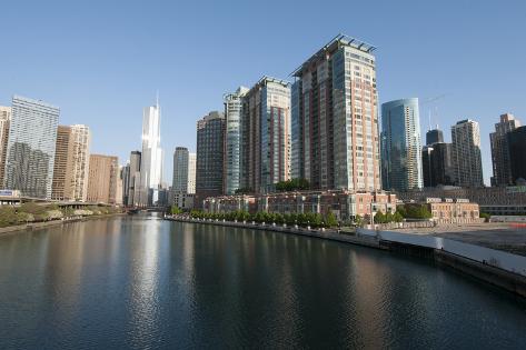 Photographic Print: City Skyline and Chicago River, Chicago by Alan Klehr: 24x16in