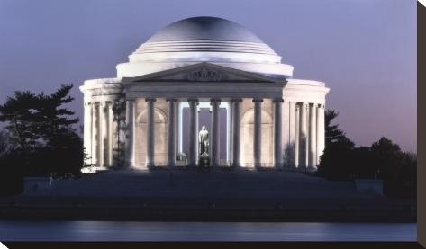 Stretched Canvas Print: Jefferson Memorial, Washington, D.C. - Vintage Style Photo Tint Variant by Carol Highsmith: 13x22in
