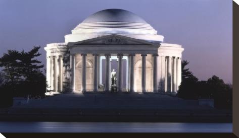 Stretched Canvas Print: Jefferson Memorial, Washington, D.C. - Vintage Style Photo Tint Variant by Carol Highsmith: 10x16in