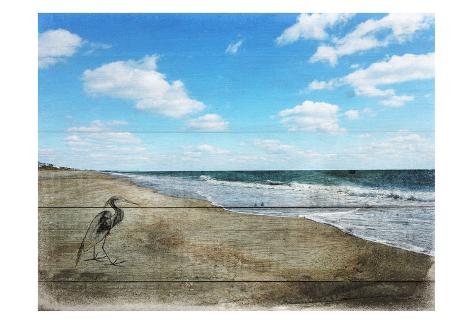 Art Print: Tranquil Walk By The Ocean by Sheldon Lewis: 13x19in