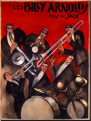 Stretched Canvas Print: Billy Arnold Jazz Band Music Poster by Paul Colin: 50x38in