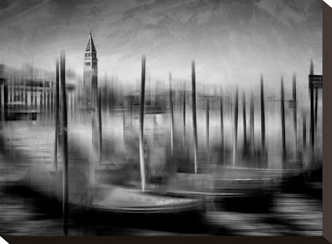 Stretched Canvas Print: City Art Venice Grand Canal Monochrome by Melanie Viola: 12x16in