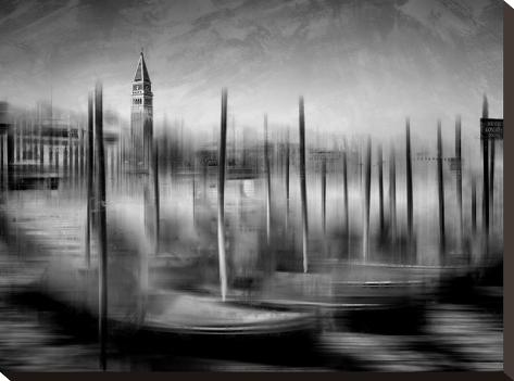 Stretched Canvas Print: City Art Venice Grand Canal Monochrome by Melanie Viola: 18x24in