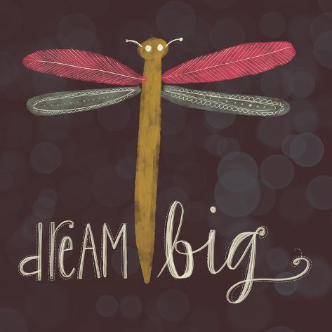 Art Print: Dream Big Dragonfly by Katie Doucette: 12x12in