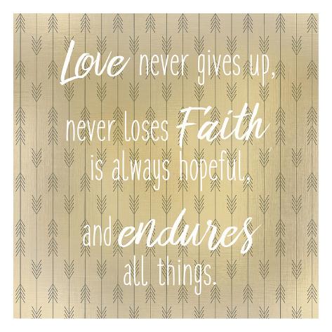 Art Print: Love Never Gives Up by Kimberly Allen: 13x13in