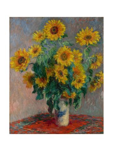 Giclee Print: Bouquet of Sunflowers, 1881 by Claude Monet: 16x12in