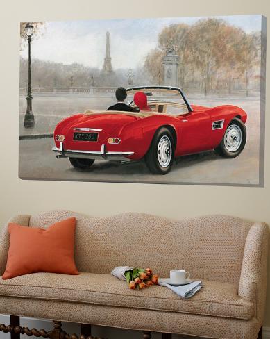 Loft Art: A Ride in Paris III Red Car by Marco Fabiano: 48x72in