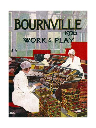 Art Print: Bournville 1926-Work And Play; Bixing Candies Booklet Cover Issued By Cadbury's Of Birmingham by Cadbury: 24x18in