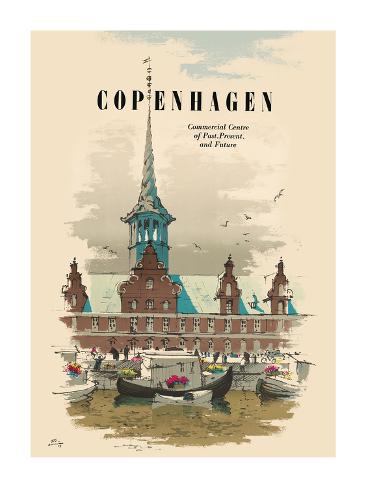 Premium Giclee Print: Copenhagen, Denmark - Commercial Center of Past, Present & Future - Old Stock Exchange Building by Des Asmussen: 24x18in