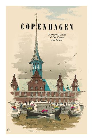 Premium Giclee Print: Copenhagen, Denmark - Commercial Center of Past, Present & Future - Old Stock Exchange Building by Des Asmussen: 36x24in