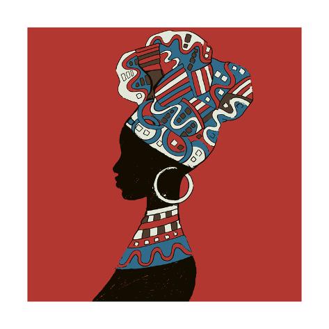 Art Print: Hand Drawn Illustration Beautiful Black Woman. African Woman by IVANCHINA ANNA: 12x12in