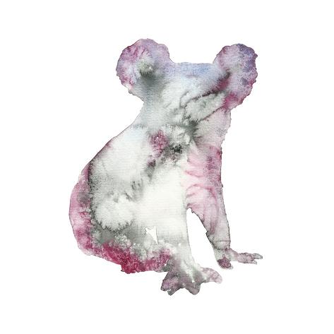 Art Print: Watercolor Koala Bear Animal Illustration Hand Drawn Wildlife Isolated on a White Background by Anna Ivanir: 24x24in