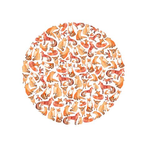 Art Print: Fox Circle by Elena O'Neill: 16x16in