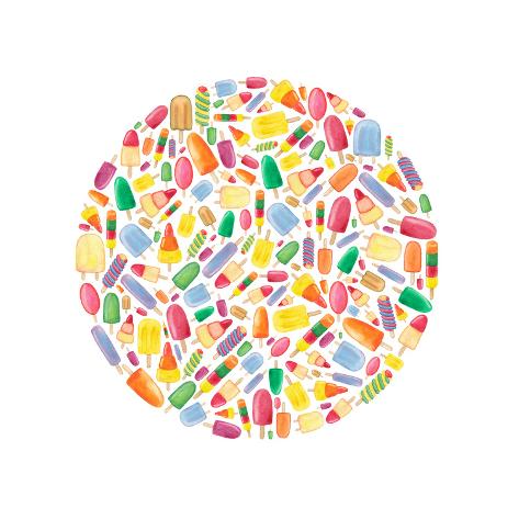 Giclee Print: Ice Lolly Circle by Elena O'Neill: 18x18in