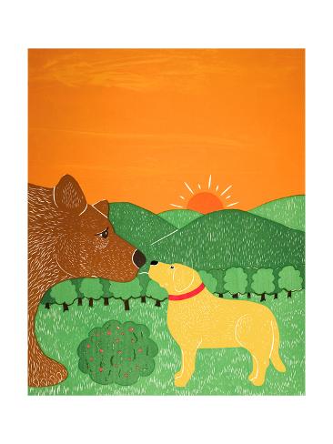 Giclee Print: I Meet A Bear Yellow by Stephen Huneck: 24x18in