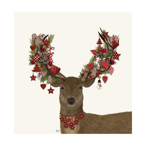 Art Print: Deer, Homespun Wreath by Fab Funky: 24x24in