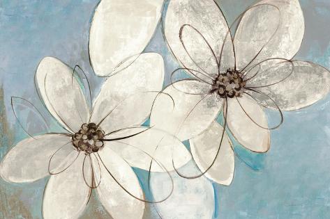 Art Print: Blue and Neutral Floral by Silvia Vassileva: 24x16in