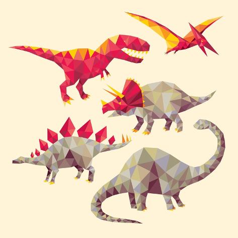 Art Print: Geo Saurs by Michael Buxton: 24x24in