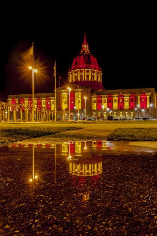 Photographic Print: San Francisco's City Hall The Night Before The Nfc Championship Game 2012 by Joe Azure: 24x16in