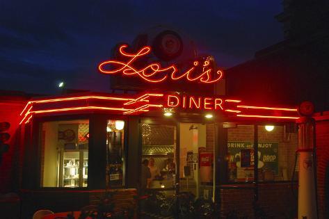 Photographic Print: Lori's Diner at Night, San Francisco, California by Anna Miller: 24x16in