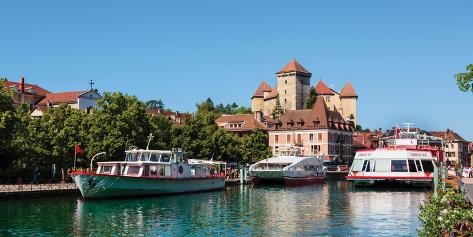 Photographic Print: Annecy, Haute-Savoie department, Rhone-Alpes, France. Chateau d'Annecy seen over the Thiou river. : 24x12in