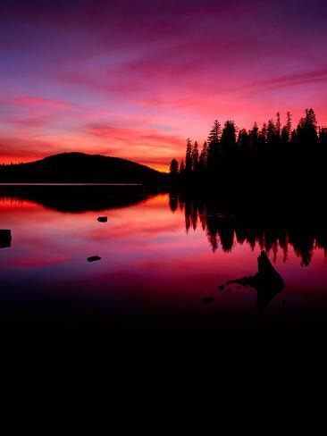 Photographic Print: lake at sunset, Fish Lake, Siskiyou National Forest, Oregon: 32x24in