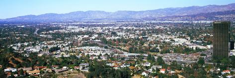 Photographic Print: High angle view of a city, Burbank, San Fernando Valley, Los Angeles County, California, USA: 36x12in