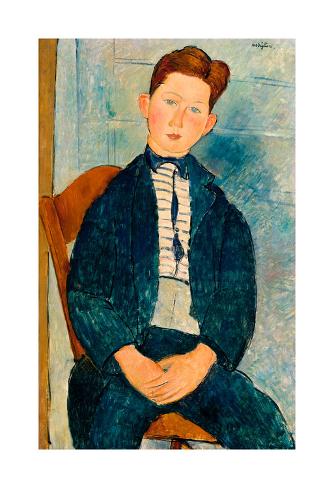 Art Print: Boy in a Striped Sweater, 1918 by Amedeo Modigliani: 19x13in