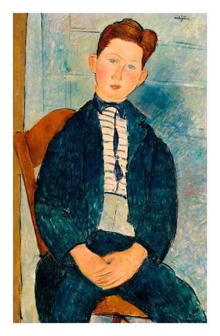 Art Print: Boy in a Striped Sweater, 1918 by Amedeo Modigliani: 26x17in